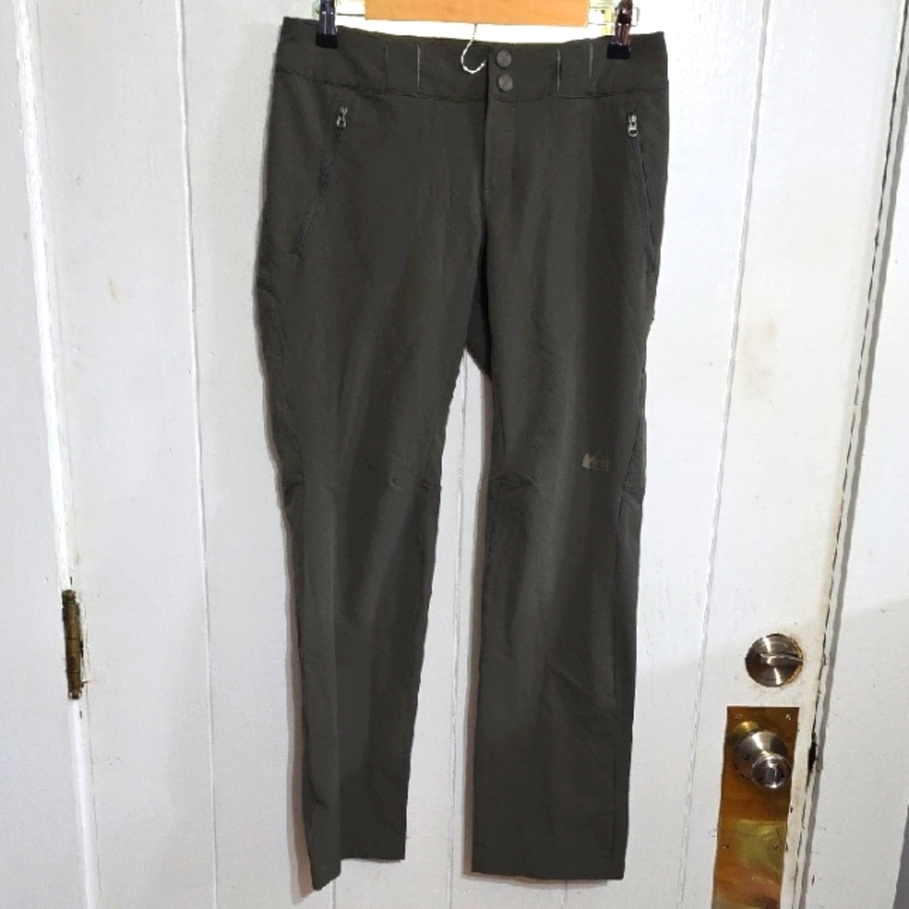 REI CoOp Women's Semi-Fitted Pants Khaki Green Lightweight Stretch Sz  2‎ Petite